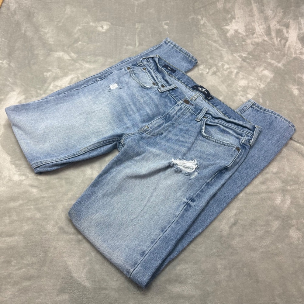 Hollister Mens Skinny Jeans Light Wash Distressed Denim W32 L34 (meas 34x33)